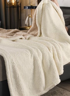 Buy Winter Double Layer Thick Blanket Soft Warm Sherpa Wool Blankets Geometric Plaid Taff Cashmere Lamb Throw Blanket Girls Gift in UAE
