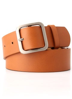 Buy Vintage Simple Versatile Square Button PU Leather Belt 105cm Orange in UAE
