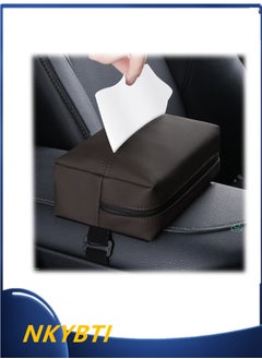 Buy Car Leather Tissue Holder,Car Tissue Case Box with Universal Fit and Easy Installation Vehicle Organize Your Car with a Cute Tissue Case for Back Seats (Black) in UAE