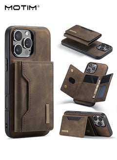 Buy iPhone 15 Pro Max Wallet Case, Premium Leather Case Military Grade Protection, Shockproof Kickstand Phone Case Cover with Magnetic Detachable with Trifold Wallet Card Holder Pocket, 6.7 '' in Saudi Arabia