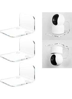 Buy Acrylic Floating Wall Shelves Set of 3 for Security Cameras, Baby Monitors, Speakers - Universal Small Wall Shelf with 10-Piece Strong Tapes, No Drill (Clear) in Saudi Arabia