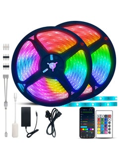 اشتري 2pcs 5M Smart Bluetooth LED Strip Light 10M RGB Sync to Music Light Remote Control Colorful Rope Lighting for Home Decor Kitchen Bedroom Hotel Outdoor Bar Garden Desktop Decoration في الامارات