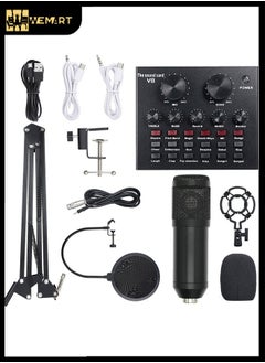 Buy Professional Condenser Microphone Bundle with Live Sound Card for Studio Recording and Broadcasting Black in Saudi Arabia