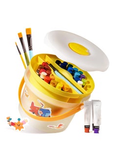 اشتري SYOSI, Gouache Pigment Kit with 3 Paint Brushes, Color Palette, Water Bucket, Kids Art and Craft Supplies, Paint Brush Painting Tool Washable Set for Kids 4-12, Gift for Boys Girls في السعودية