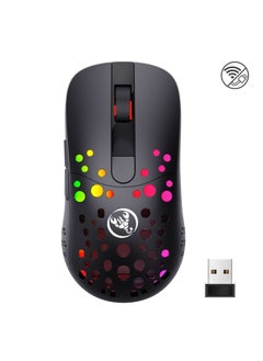 اشتري HXSJ T100 10000 DPI RGB Macro Definition Wired Wireless Dual-mode Mouse(Black) في السعودية