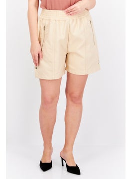 اشتري Women Solid Basic Shorts, Beige في الامارات