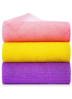 Buy 3 Pieces African Net Sponge, African Exfoliating Net African Bath Sponge, African Scrubbing Long Net Rag, African Wash Net Shower Body Scrubber (Yellow/ Pink/ Purple) in Saudi Arabia