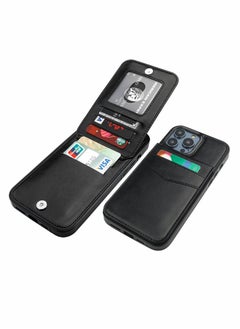 اشتري Compatible with iPhone 14 Pro Max Case Wallet with Credit Card Holder Flip Premium Leather Magnetic Clasp Kickstand Heavy Duty Protective Cover for iPhone 14 Pro Max 6.7 Inch (Black) في الامارات