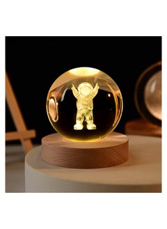 اشتري 3D Astronaut Crystal Ball Kids Night Light Glass Ball Night Light with Wooden Base Fantasy Decoration Crystal Ball Gift LED Galaxy Planet Night Light Birthday Gift（astronauts） في الامارات