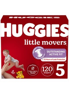 Buy Huggies Size 5 Diapers, Little Movers Baby Diapers, Size 5 (27+ lbs), 120 Count (2 Packs of 60) Package May Vary in UAE