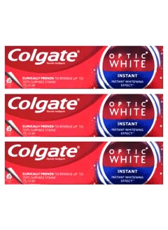 Buy Colgate Pack Of 3 Optic Instant Sparkling White Toothpaste 75ml in Saudi Arabia