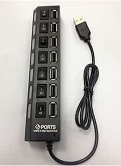 اشتري 7 Ports Usb Hub With Key Black Usb Hub في مصر