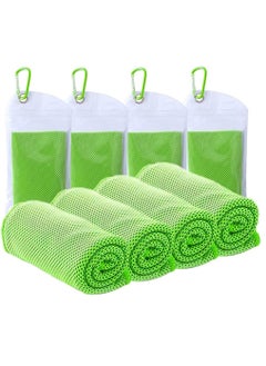 Buy Cooling Towel 4 Pack Microfiber Towel 40 x 11 inch Mesh Soft Breathable Cooling Towel for Face and Neck Vacation Athletes Yoga Sports Gym Workout Camping Fitness Running Golf in Saudi Arabia