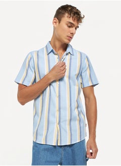 Buy Lee Cooper Striped Oxford Shirt with Short Sleeves in Saudi Arabia