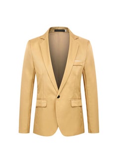 Buy Mens Suit Jacket Business Casual Professional Formal Suit Flip Slim Wedding Dress One Piece Suit Jacket for MenKhaki Khaki in UAE