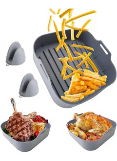 Buy Fryer Silicone Pot - Air Fryer Liners for 6.5 QT or Bigger Square, Food Safe Reusable Air Fryer Silicone Basket, Easy Cleaning Air Fryer Pan with Heat-Proof Gloves in UAE