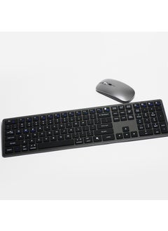 اشتري Wireless Bluetooth Keyboard Mouse Combo for Office Three-mode charging model-black suit (Keyboard + Mouse) في السعودية