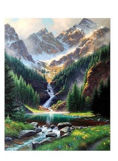 اشتري Paint by Numbers for Adults Mountain Waterfall Nature Scenery Paint by Number Kits DIY Canvas Acrylic Painting Number Kits with Brushes and Acrylic Pigment في الامارات