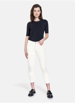 اشتري 7/8-length jeans with broderie anglaise, Skinny TS White في مصر