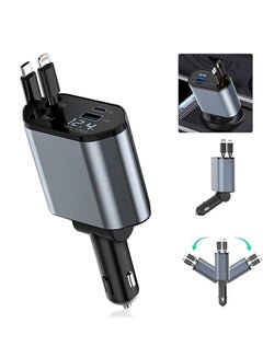 thumbnail image 2 of 5-in-1 Retractable Fast Car Charger – 120W USB Type C Cable For Phones (16" Cable, Black) 2 of 6