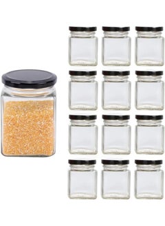 اشتري Generic Square Clear Glass Jar With Metal Lid 460Ml 7 X 7X 11 Cm Set Of 12  Pieces في الامارات