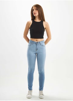 Buy High-Waist Light Wash Skinny Jeans. in Saudi Arabia