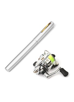 Buy Pocket Collapsible Fishing Rod Reel Combo Mini Pen Fishing Pole Kit Telescopic Fishing Rod Spinning Reel Combo Kit 1M Silver in Saudi Arabia