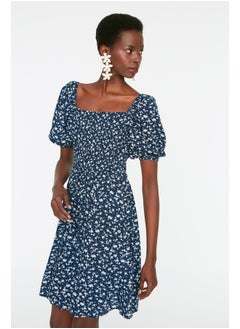 اشتري Navy Blue Floral Waist Opening Mini Viscose Woven Dress TWOSS22EL0370 في مصر