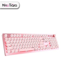 اشتري K820 Multimedia Mechanical Keyboard Retro Punk Button Keycap White Light Mechanical Keyboard Computer Game Wired Keyboard في الامارات