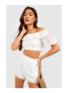 Buy Dobby Bardot Top & Shorts in UAE