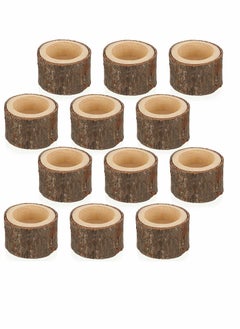 اشتري Wooden Candle Holders Votive Holders, Rustic Pillar Stands Vintage Tealight Set Centerpieces for Dining Table Wedding Party 12 في الامارات