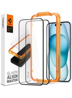 اشتري Glastr Align Master Edge to Edge [2 Pack] for iPhone 15 Screen Protector Premium Tempered Glass - Full Cover في الامارات