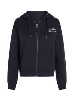 Buy Women's Logo Zip-Thru Hoody, Blue - Cotton in Saudi Arabia