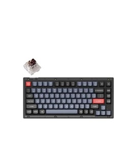 Buy Keychron V1 QMK Custom Hot-Swappable Mechanical Keyboard With 75% Layout, RGB, Knob & Brown Switch - Frosted Black in UAE