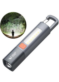 Buy Rechargeable XPE COB Zoomable Flashlight with Clip, Portable Camping and Outdoor Lighting in UAE