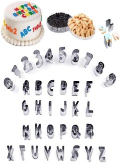 اشتري Mini Alphabet And Number Cookie Cutters Set Of 36 Pieces Stainless Steel Small Mold Tools For Fondant Biscuit, Cake, Fruit, Vegetables في الامارات