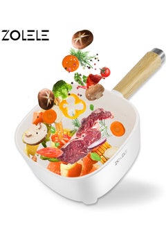 Buy ZC306 Electric Cooking Pot Multi functional Hot Pot 3L Large Capacity Non Stick Coating Frying Pan with Overheat Protection 1000W- White in UAE