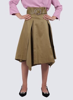 Buy Women's Belted Midi Skirt in Brown Olive in UAE
