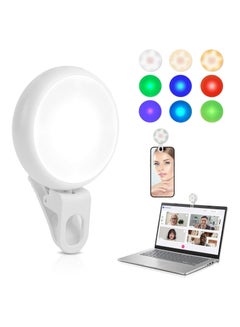 Buy Selfie Clip on Ring Ligh, Rechargeable Selfie Ring Light, with 3 Light Modes and 7 Colorful Lighting, 360° Adjustable Selfie Fill Light Cell Phone Selfie Lights for Laptop, Tablet, Video, Camer in UAE