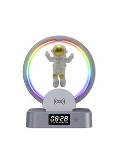 Buy Magnetic Rotation Levitation Astronaut Speaker Home Office Decor RGB Atmosphere Led with Alarm Clock Support Wireless Charger Music Box Bluetooth Speaker for Party Player Wireless Speaker Gift,Gold in Saudi Arabia