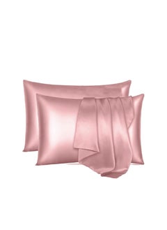 Buy 2 PCS Satin Silk Pillowcases Soft Breathable and Smooth Pillow Cases for Skin Care and Hair Pillow Covers with Zip Lock Ice Silk Soft Same like Mulberry Silk Double-Sided in UAE