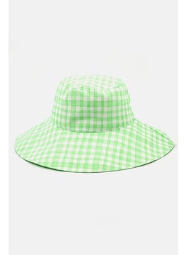 Buy Women Gingham Beach Bucket Hat, Mint Green in Saudi Arabia