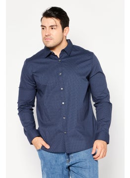 Buy Men Regular Fit Allover Print Short Sleeves Casual Shirt, Navy in Saudi Arabia