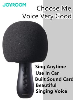 اشتري ميكروفون لاسلكي محمول بتقنية البلوتوث مع مكبر صوت للسيارات وميكروفون الغناء المنزلي باللون الأسود في السعودية
