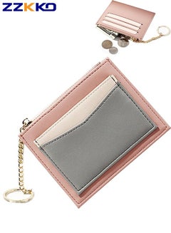 Buy New Color Contrast Small and Exquisite Ladies Card Bag Large Capacity Simple Fashion Coin Purse Multifunctional High Quality High Quality PU Wallet with Key Chain in Saudi Arabia