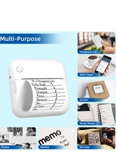 اشتري طابعة محمولة، طابعات حرارية بلوتوث لاسلكية صغيرة الحجم، طابعة ملصقات حرارية للاستخدام المنزلي، متوافقة مع Android وiOS، ملصقات طباعة بدون حبر، ملاحظات الصور والدراسة والمكتب المنزلي في السعودية