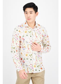 اشتري Men Slim Fit Floral Print Long Sleeves Casual Shirt, Off White Combo في الامارات