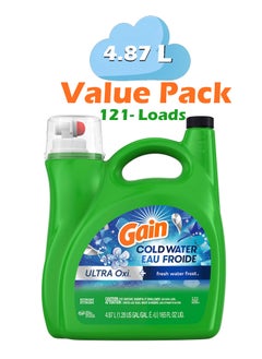 Buy Liquid Laundry Detergent High Efficiency Cold Water + Oxi Fresh Water Frost for Sensitive Skin 4.87 L 121 Loads in UAE