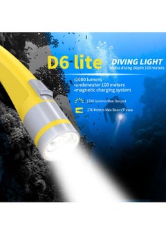 Buy Skywoods D6 Lite IP68 Underwater 100 Meter 2000 Lumen Scuba Action Camera Diving FlashLight Magnetic Charging System in UAE