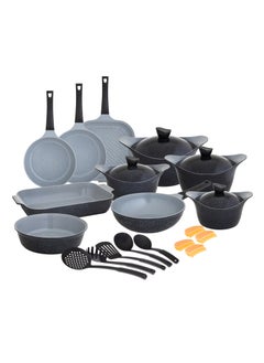 اشتري Lahoya Granite Cookware Set 23 Pieces Black Color في السعودية